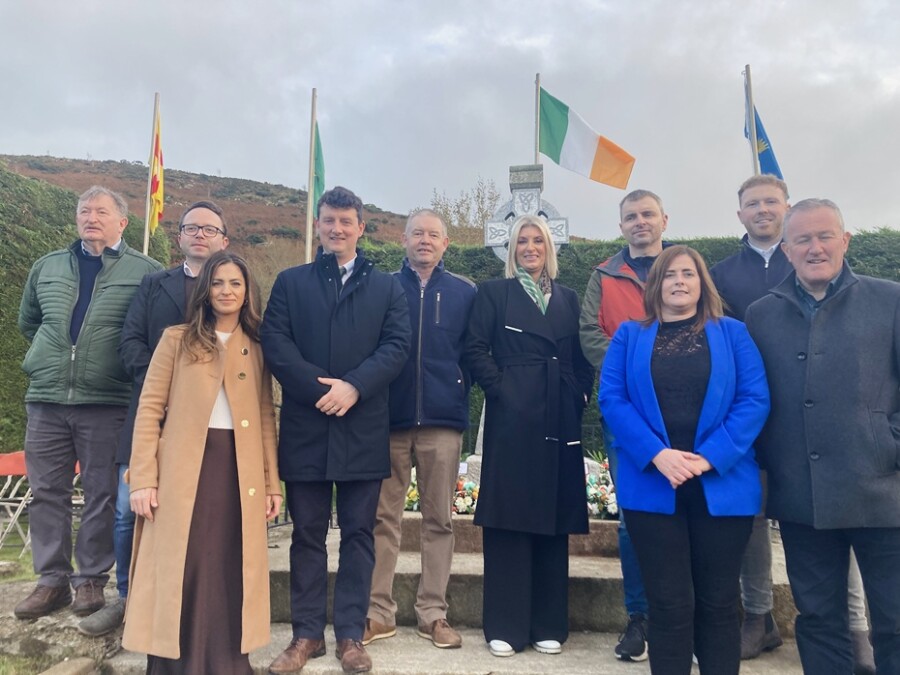 Sinn Fein public representatives pictured at the Edentubber commemoration. Included from left are: Cllr Pearse McGeough , Dáire Hughes MP, Cllr Aoife Finnegan, Cllr Antóin Watters, Cllr Mickey Larkin, Linda Dillon MLA, Ruairi Ó Murchú, Cllr Oonagh Magennis, Cllr Cathal King and Conor Murphy MLA.