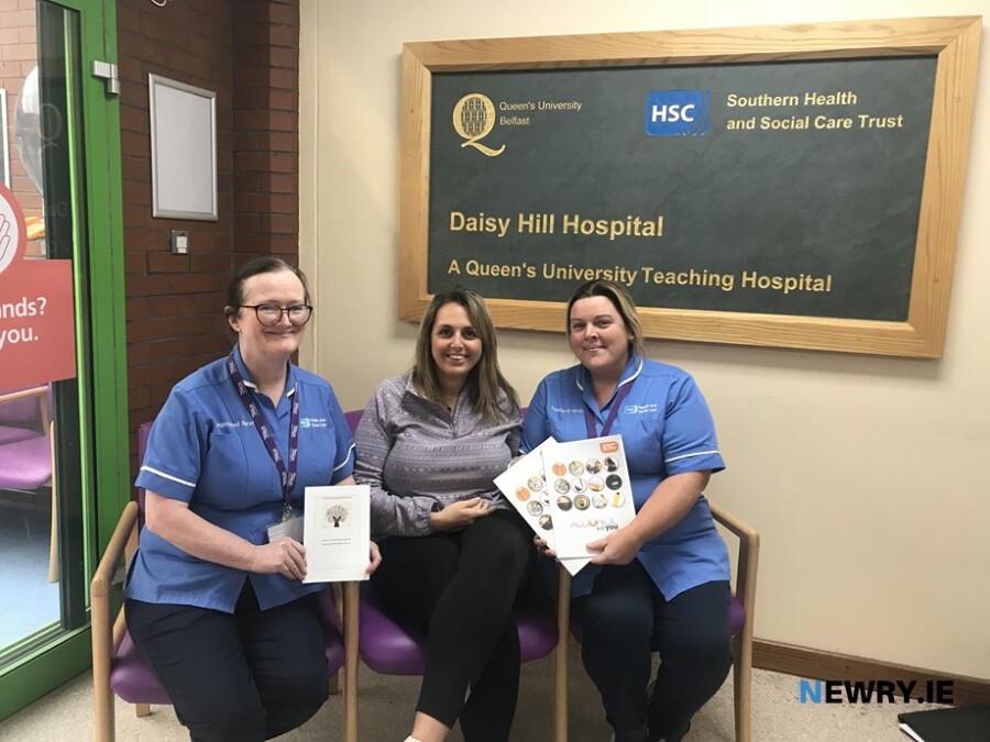 Mental Health nurses Jackie Leer and Gemma McAuley with Emma Campbell, the first patient to use the new community alcohol detox service from Daisy Hill Hospital