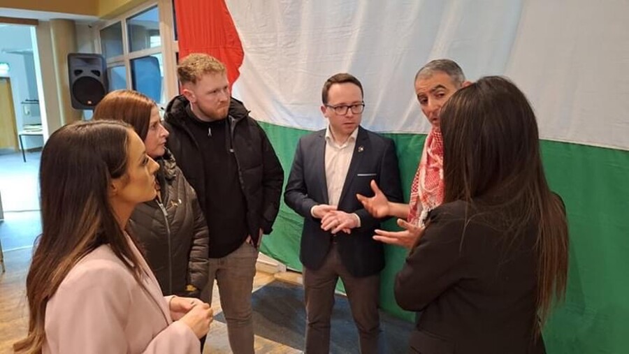 Cllr Cathal King & Sinn Féin Newry & Armagh Westminster Candidate Dáire Hughes at a recent Palestinian Support event. 