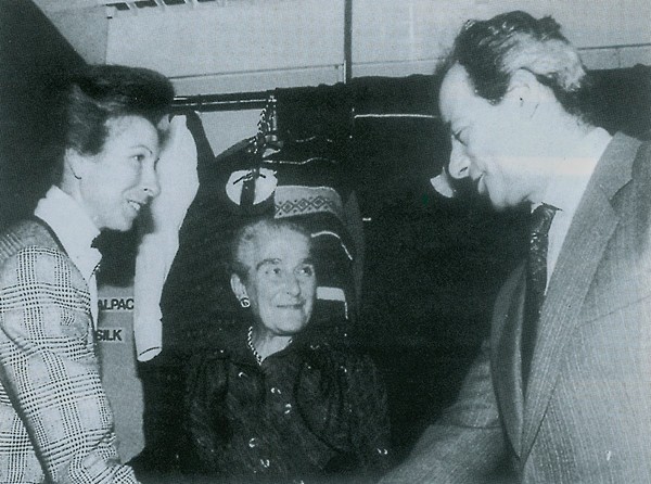 Edith and Walter meeting Princess Anne at the Men’s International Fashion Fair in Paris in 1989. Courtesy of Walter Sekules