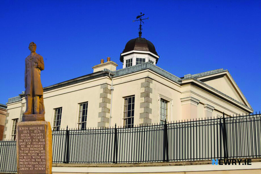 The John Mitchel Statue and Newry Courthouse (composite image) Photographs: Columba O'Hare/ Newry.ie 