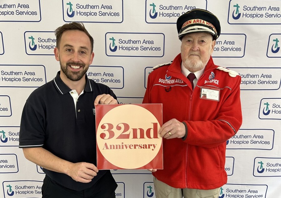 John Dalzell pictured with Hospice Fundraising Officer James McCaffrey. Both men are looking forward to the 32nd Hospice Christmas Sit-Out.