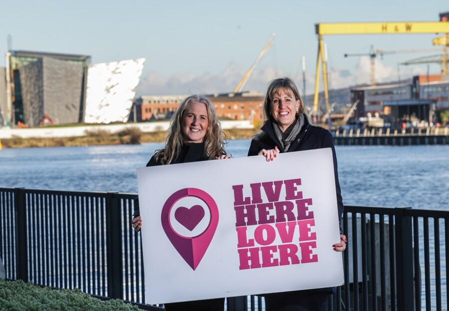 Lynda Surgenor, Live Here Love Here Manager, Jenni Barkley, Communications and Corporate Responsibility Manager at Belfast Harbour announce the 2024 Community Awards.