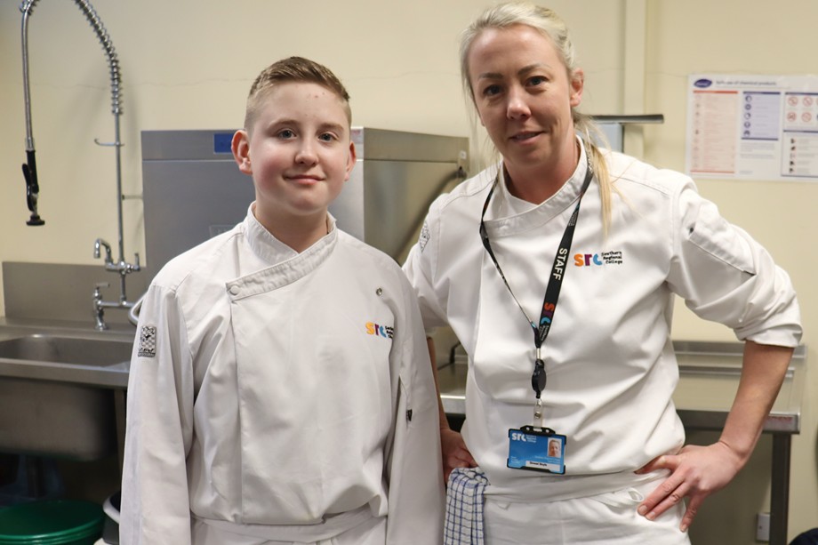 Regional Future Chef finalist Lubo Mulkerns alongside SRC mentor Sinead Boyle
