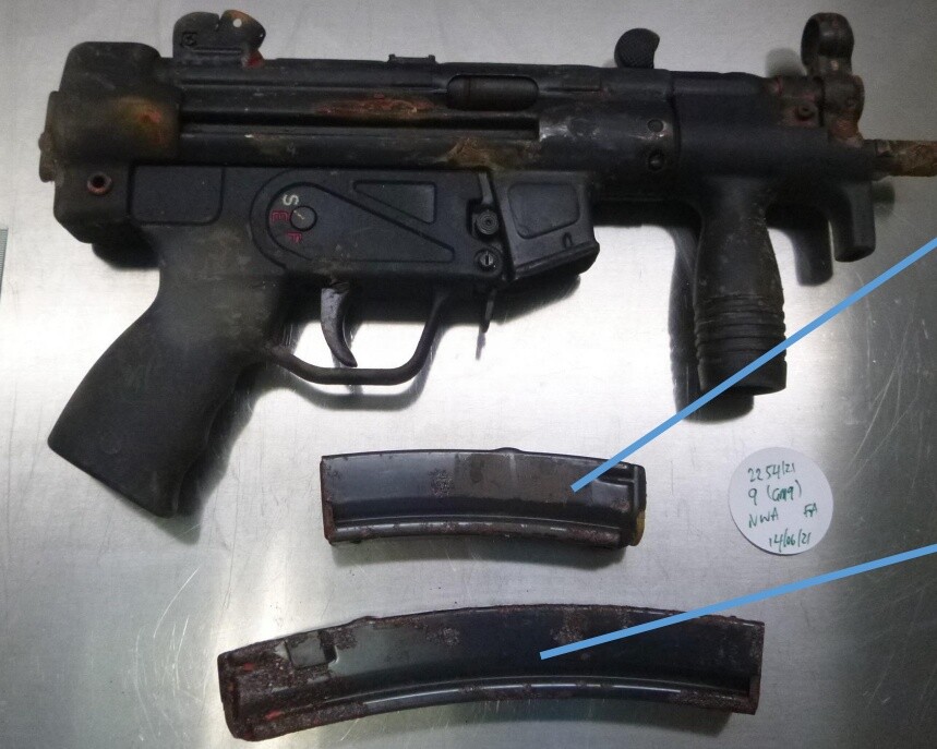 POF PK1 sub machine gun, magazines containing ammunition