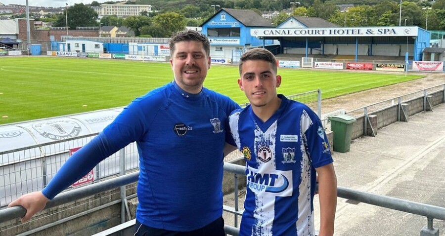 Newry City Manager Gary Boyle pictured with Jordan Mooney