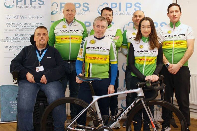 Padraig Harte with members of Armagh Down Cycling Club.