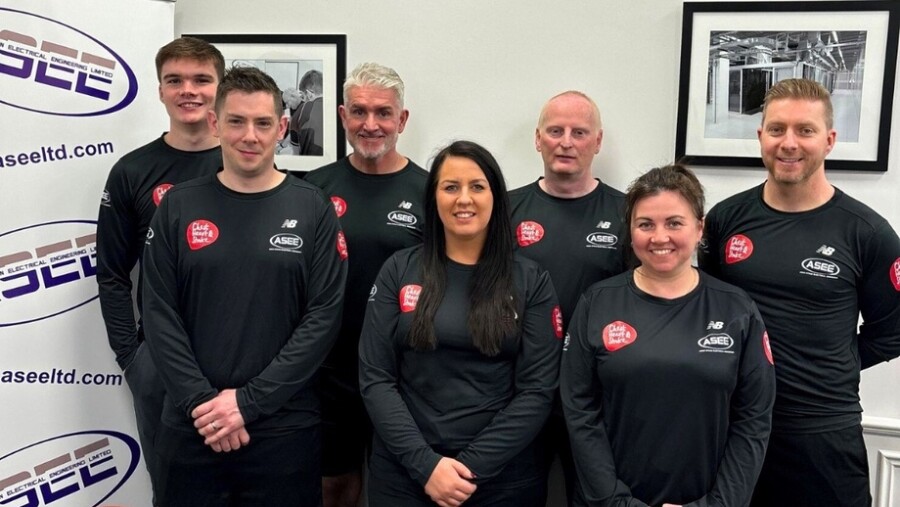 Looking forward to Belfast Marathon are front from left: Kevin McKenna, Emma McGreehan, Ceallach McSwiggan. Back from left: Conor Rafferty, PJ McKay, Phillip Bunting, Peter McKinley Not Pictured: Christina McGlone, Conor McGivern, Fearghal Delaney and Jamie Stokes. Photograph: Laura Hughes, ASEE Ltd