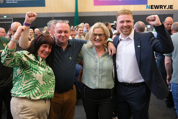 The four newly elected Sinn Féin Councillors: Valerie Harte, Aidan Mathers, Geraldine Kearns and Cathal King. Photograph: Columba O'Hare/ Newry.ie
