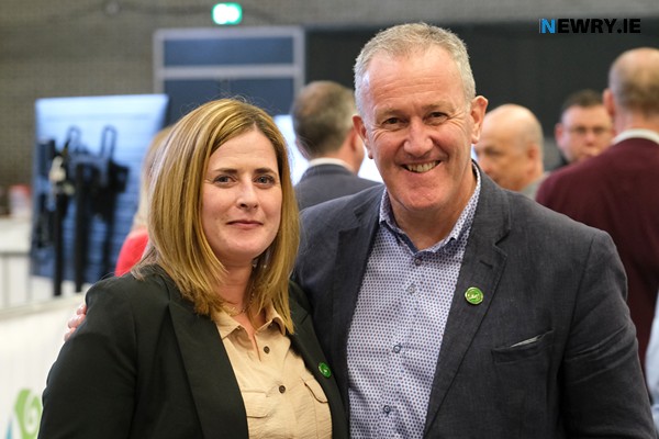 Sinn Féin's Oonagh Magennis pictured with MLA Conor Murphy after she was returned in Crotlieve