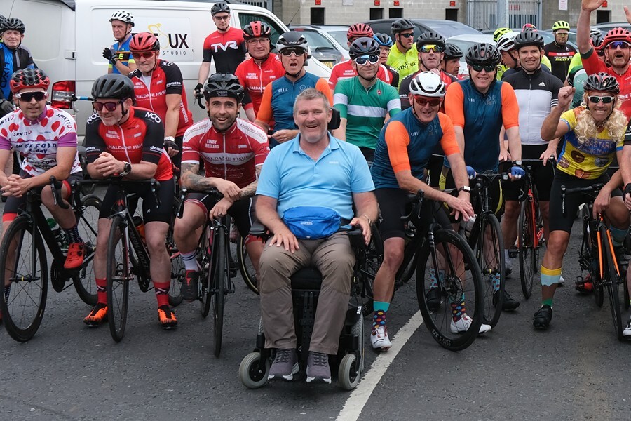 Marty Lynch at a fundraising cycle in July 2022.