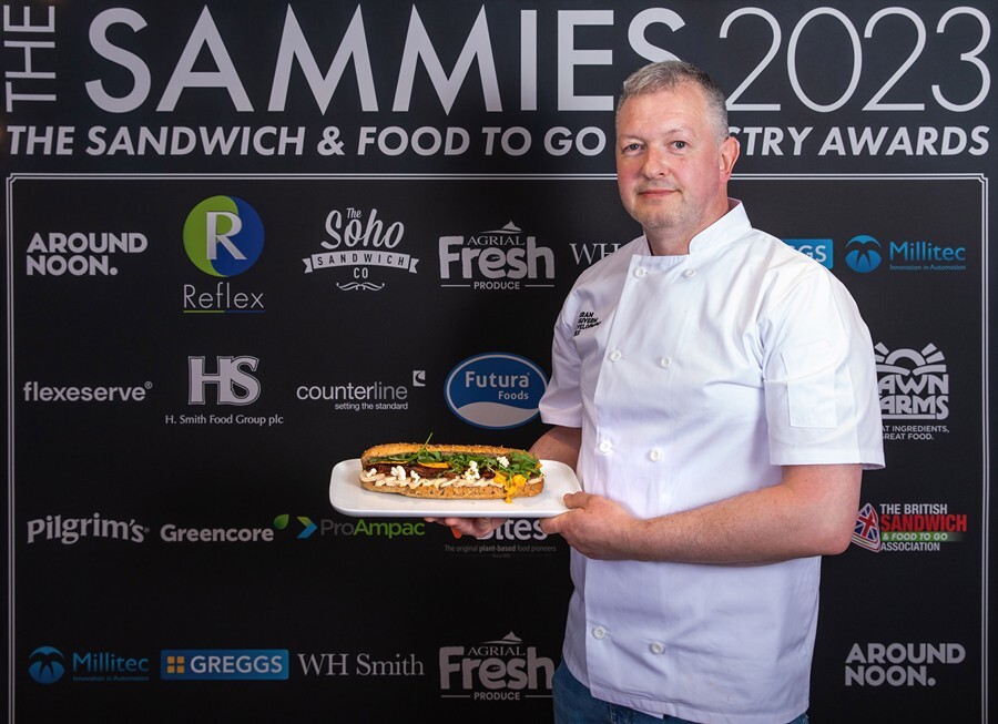 Around Noon executive chef Kieran McGivern pictured with his award-winning Blockbuster Chicken creation.