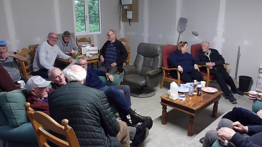 Catching up on the chat at Lissummon District Men's Shed