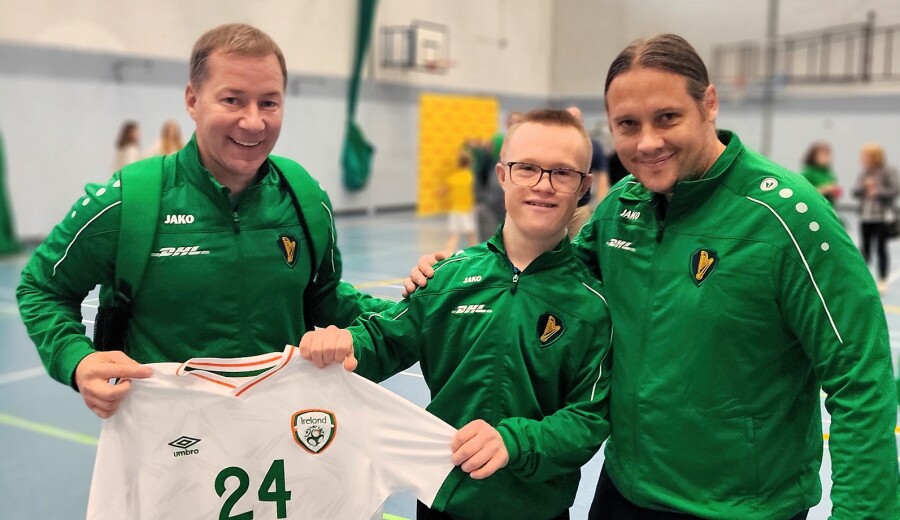 Micheal with coaches Paul Smyth and Brendan Corish