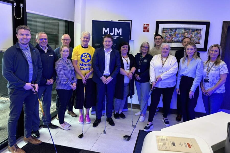 The MJM team pictured with Anne Hannan from Marie Curie to launch the golf day event