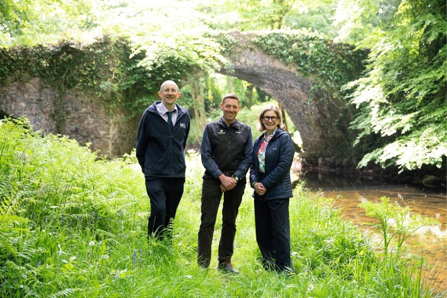 Pictured at Mourne Park are Mark Hammond NIEA, Ian McCurley Director Woodland Trust Northern Ireland, Susan Crowe, Ulster Garden Villages Ltd. Photograph: Michael Cooper