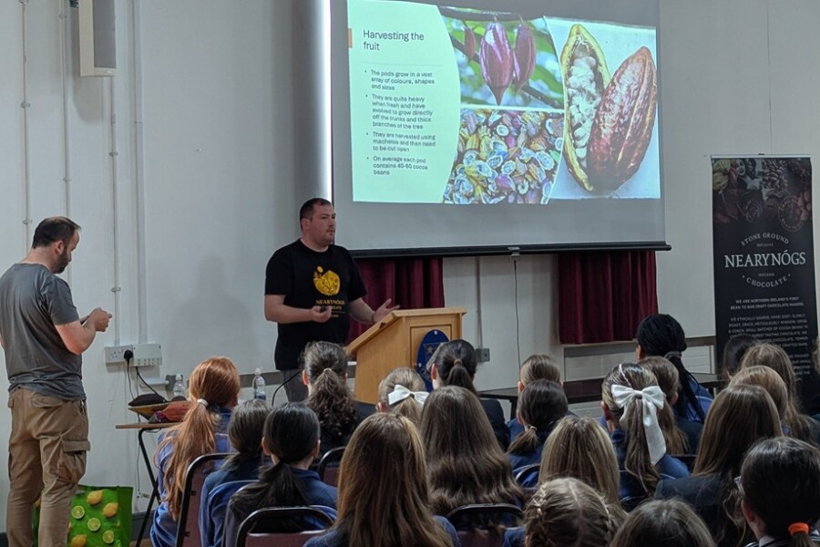 Shane and Peter from Neary Nógs speaking at Our Lady's