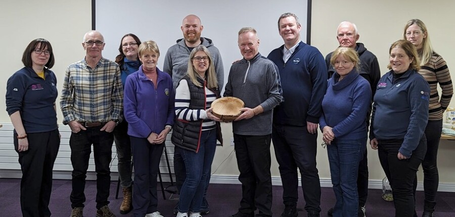The new Ring of Gullion AONB Partnership Chairperson, Colleen Savage and Deputy Chairperson, Conor McCooey are welcomed by members of the Ring of Gullion AONB Partnership. Included back from left: Ann Ward, Darren Rice, Kevin Murphy and Gina Baban. Front from left: Therese Hamill, Tony McAteer, Colleen Savage, Des Murphy, Conor McCooey, Jeanette Keenan and Judith Hassard.