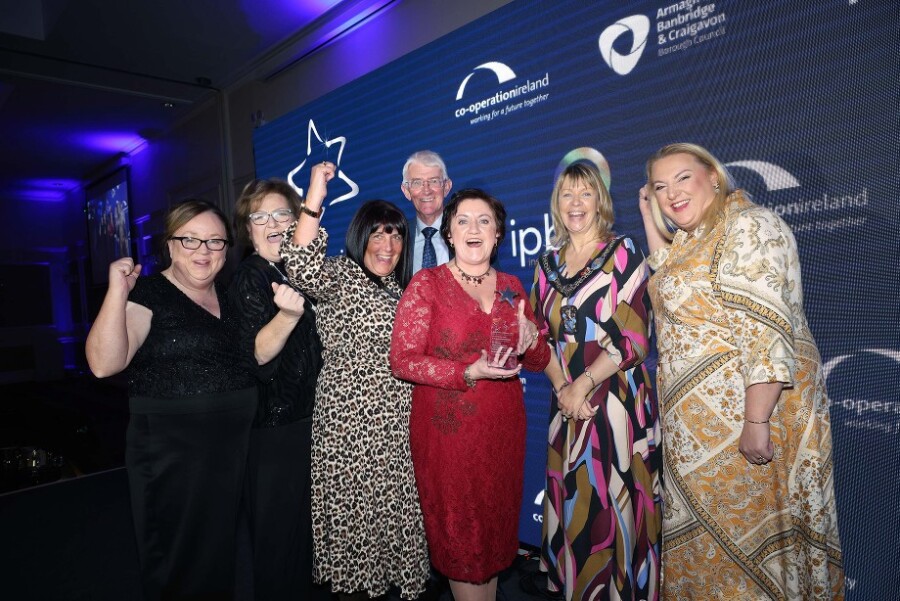 Armagh, Banbridge and Craigavon Lord Mayor Margaret Tinsely presents the Community Youth Led Initiative award to St John Bosco Youth Centre on Friday evening.