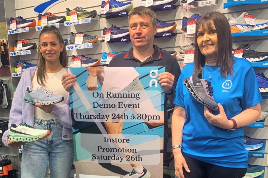 Pictured at the launch of the On Running event at Donaghys are:  Caoilfhinn Ni Mhurchu, Marketing HLA, Peter McVeigh, MD, Donaghy’s and Sally Adamson, Donaghys Trainer Guru.