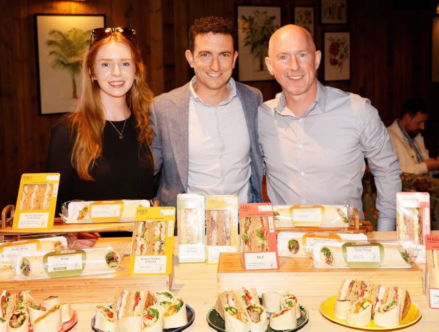 Showcasing the M&S own label range from Around Noon are Eddie Murphy, M&S Trading Director for Ireland & Northern Ireland, centre, with Around Noon’s NPD Manager, Victoria Laverty left and Sales Director, Philip Morgan.