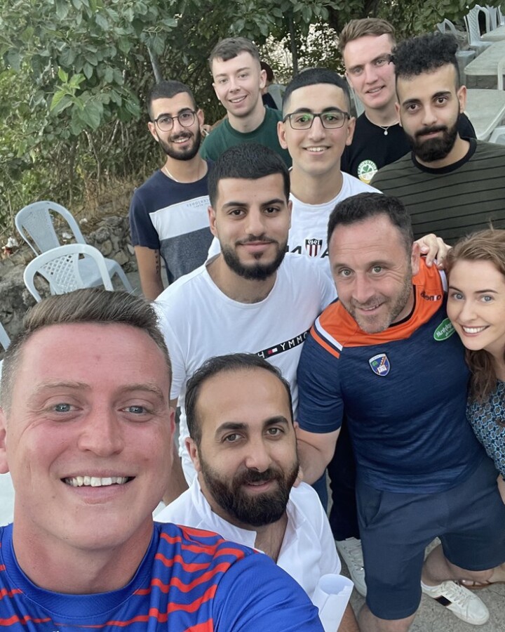 Councillors Killian Feehan and Pete Byrne pictured in the village of Jifna near Ramallah where they visited in 2022 as part of a group of local activists to deliver university scholarships for local Palestinian students. 