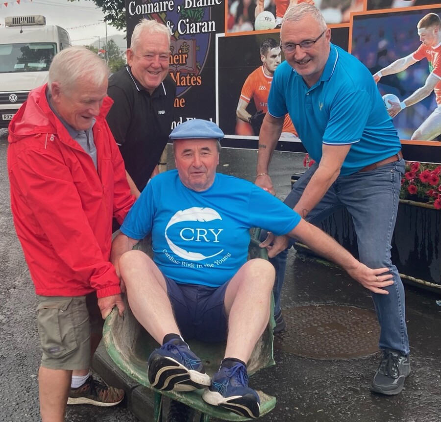 Getting by with a little help from his friends, Tommy Fegan, Bernard Cumiskey and Kevin McCann ready to support Pat McGinn in his Great North Run preparations 