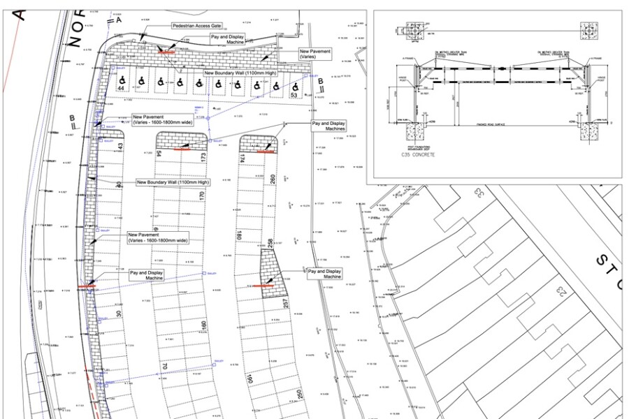 A map of the proposed North Street Car Park showing 5 of the 10 pay and display points. 