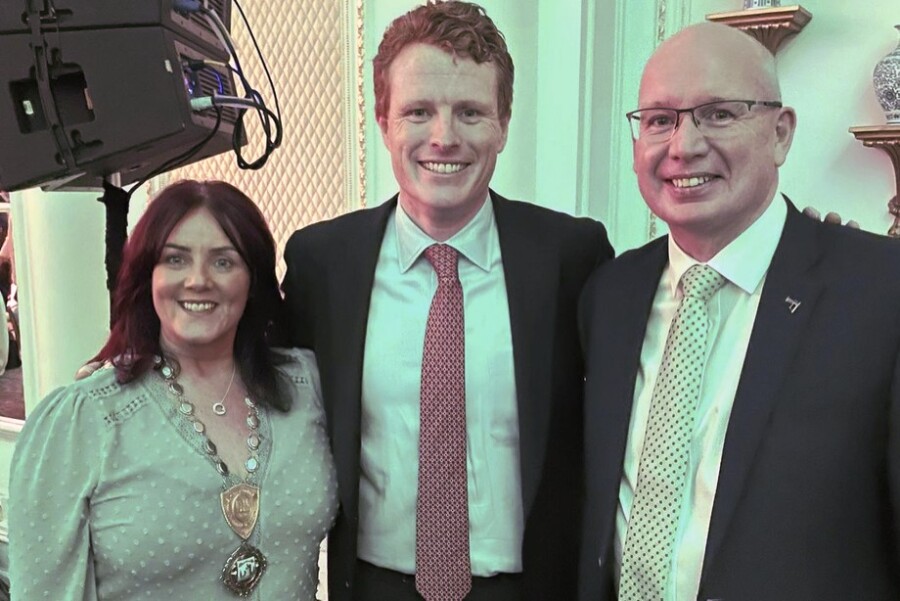 Edwina Flynn, President of Newry Chamber and Michael Savage, CEO of Newry Chamber with Joe Kennedy III, Special Economic Envoy for Northern Ireland at the Northern Ireland Bureau Networking Breakfast Event in Washington D.C.