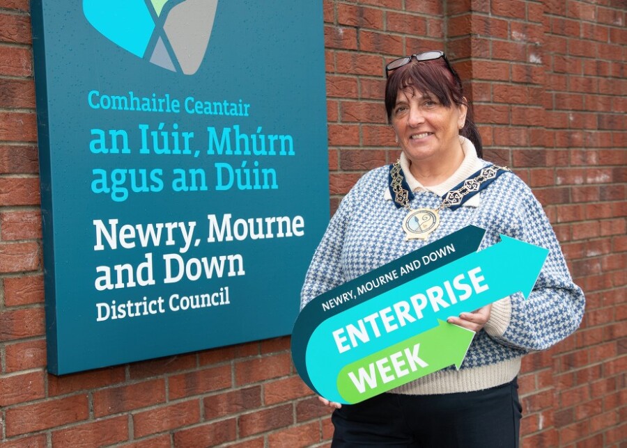 Council Chairperson, Cllr Valerie Harte gets behind this year’s Newry, Mourne and Down Enterprise Week, with all events focusing on the global theme, ‘Entrepreneurs Thrive Here’.
