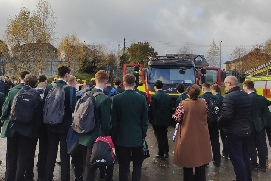 St Joseph's High School pupils at the road safety demonstration