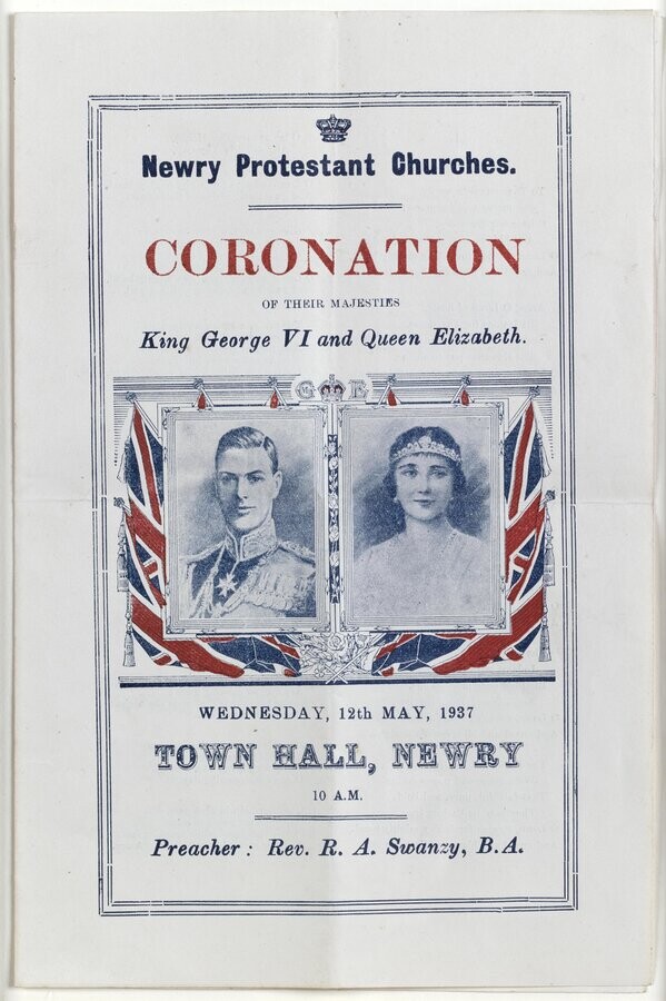 Pamphlet for a service dedicated to the Coronation of King George VI and Queen Elizabeth. Newry and Mourne Museum Collection