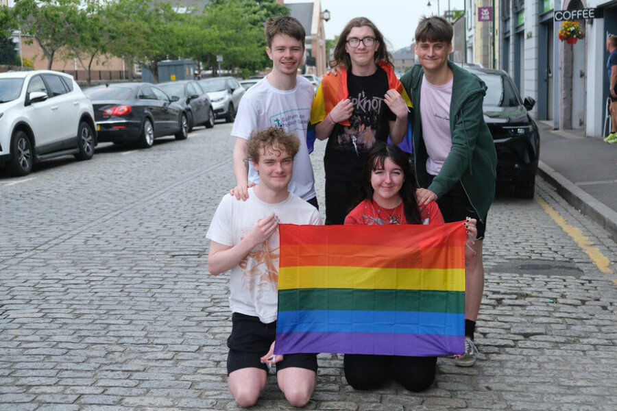 All ready for Youth Pride Newry are front: James McCartan and Ally O'Reilly. Back: Dara Doyle, Eoghan Campbell and Mateusz Poppe.