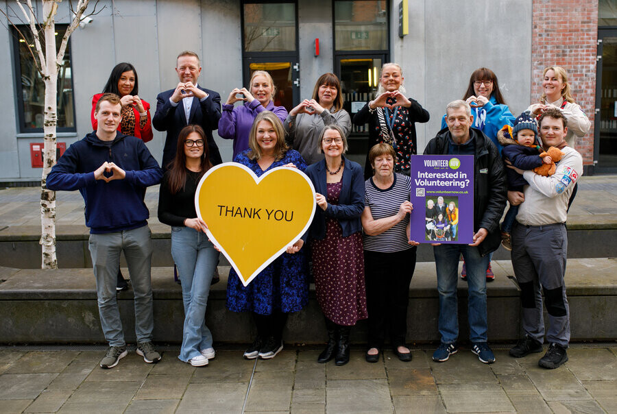 Pictured back from left: Lynsey Subasi and Andrew Irvine (East Belfast Mission), Deirdre Murphy and Lindsay Armstrong (Volunteer Now), Wendy McKillion (Age NI), Colette Rutledge and Janine Bowan (Scouts NI). Front: Andrew Hanna and Lauren Harrison-Hogan (Volunteer Now), Karen Kerr (Dementia NI), Denise Hayward (Volunteer Now), Jean McMullan and Ivor Reid (Age NI) and Daniel and Douglas Kinnear (Scouts NI)
