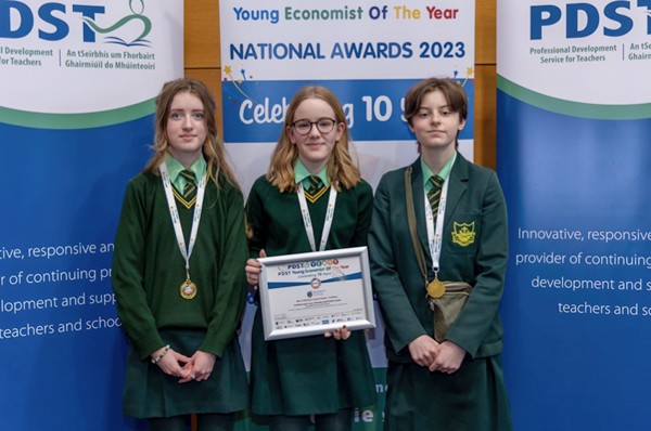 Sacred Heart students  Lily Brannigan, Lucy Johnston and Orlaith Lambe pictured with their award