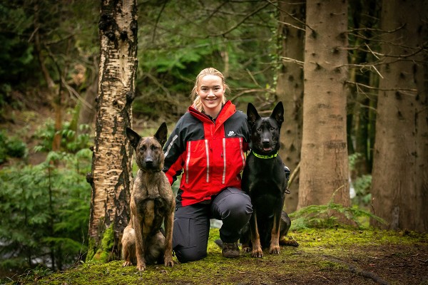Dog Handler Rosie Rowbotham and Search Dogs Fenrir & Luna