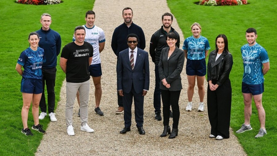 Players attending the Plant the Planet Games joined Martha Hourican, Self Help Africa Director of Business Development, the Kenyan Ambassador to Ireland His Excellency Michael K. Mubea, EBS, Gaelic Players Association CEO Tom Parsons, and Warriors for Humanity CEO and Founder Alan Kerins to officially launch the project.