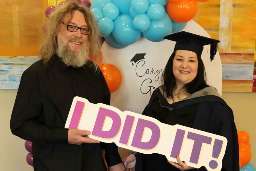 Outstanding Classmate of the Year, Michelle McParland pictured alongside her husband Michael McParland.  Michelle studied the Liverpool John Moore's BA (Hons) English & History at SRC’s Newry campus.