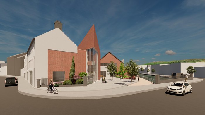The proposed view from the corner of Sugar Island and Merchants Quay. Image: MRL Architects