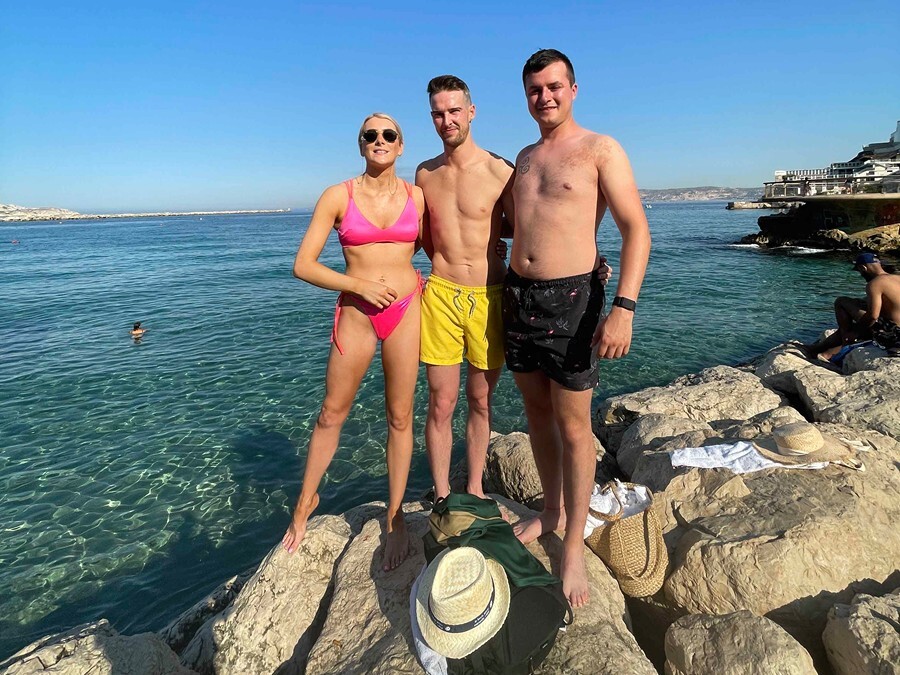 Louise, Proinsias and  Séaghan in Marseille.