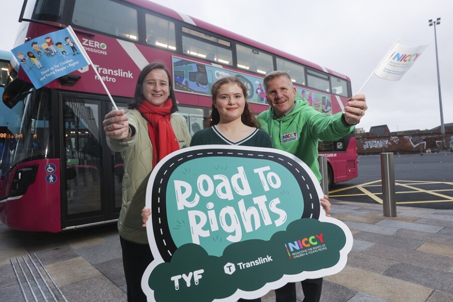 Cara Kerlin from the Translink Youth Forum joins Maeve Nethercott from Translink and Chris Quinn, Children's Commissioner to announce that the Translink Youth Summit will make a welcome return in an exciting roadshow format, with young people throughout Northern Ireland given a platform to share their perspectives and ideas on the future of public transport and climate change.