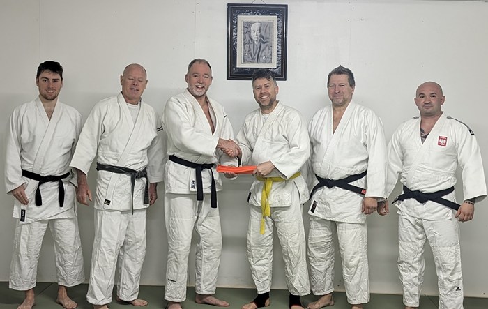 Ciaran Dunbar receiving his Orange belt 4th Kyu