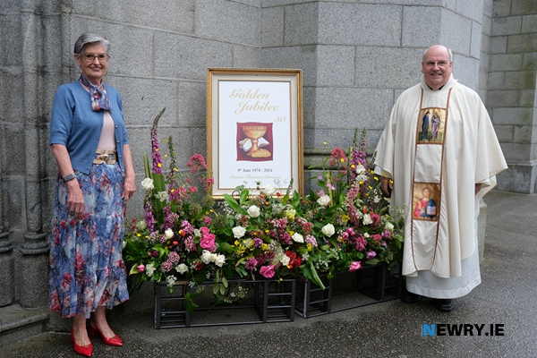 A beautiful floral display at the Cathedral entrance.