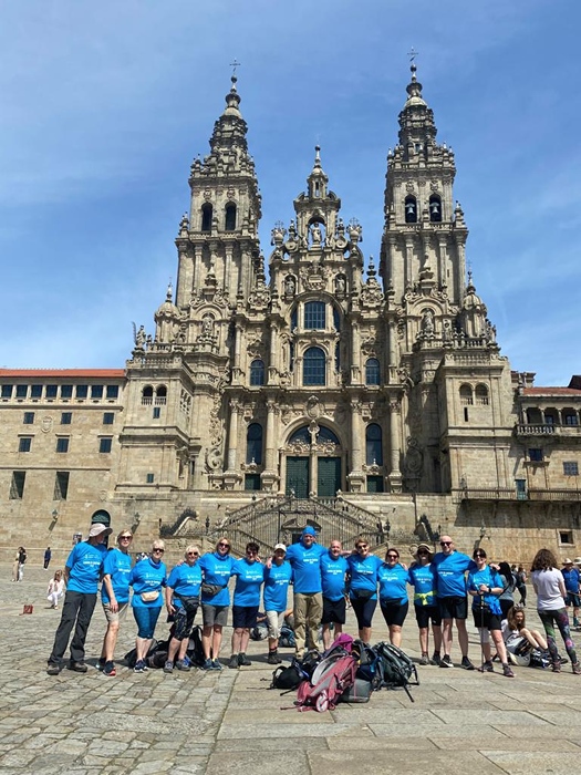 A Southern Area Hospice Services group snapped in front of the stunning Cathedral of Santiago at the end of their trek. 