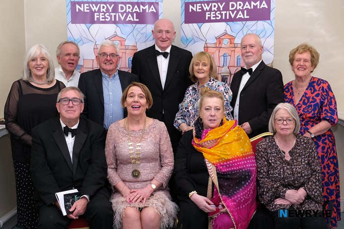 Newry Drama Festival Committee pictured with adjudicator Gerry Stembridge.