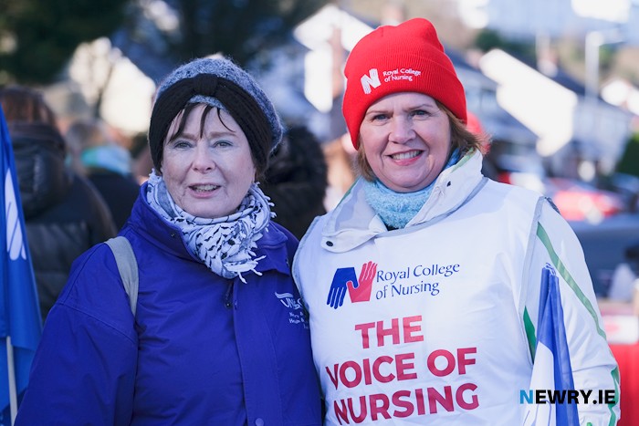Deirdre Murphy, Unison and Edna Grant, RCN on the picket line.