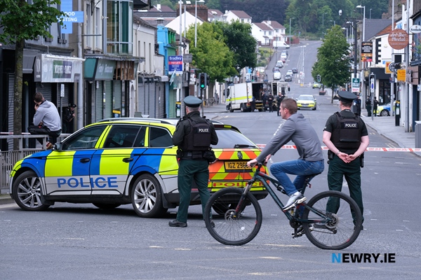 Monaghan Street sealed due to security alert. Photograph: Columba O'Hare/ Newry.ie 