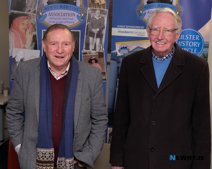 Former Councillors Jackie Patterson and Frank Feeley at the Sean Hollywood event. Photograph: Columba O'Hare/ Newry.ie