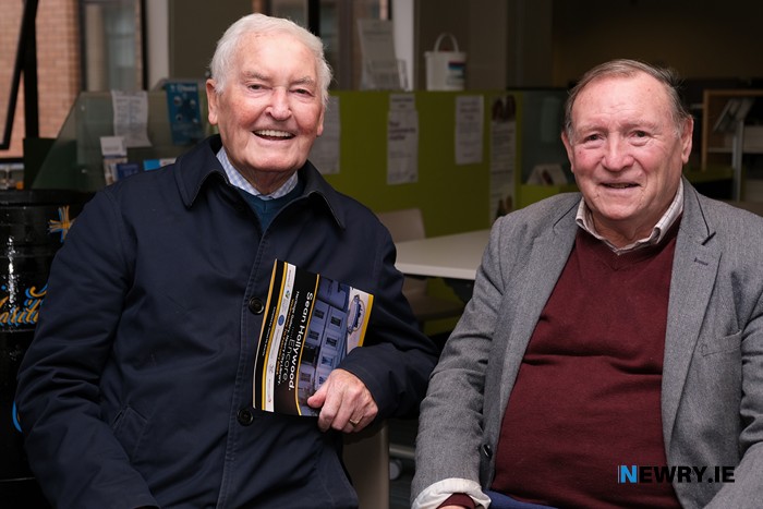 Bill John Kelly, left chats to former Councillor Jackie Patterson. Kelly is brother of Raymond Kelly who posthumously was awarded the George Cross for saving people from drowning during a storm in the Bay of Biscay.