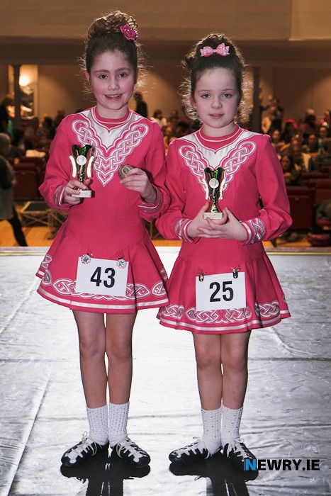Laia Corrigan and Olivia McCarthy who were first in the Under 9a Reels and Jigs section at Newry Musical Feis. Photograph: Columba O'Hare/ Newry.ie